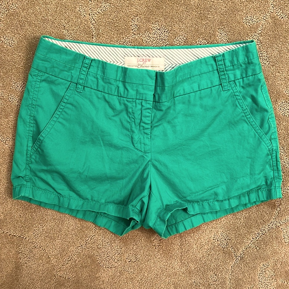 J. Crew Broken-In 3” Green Chino Shorts, Sz 00